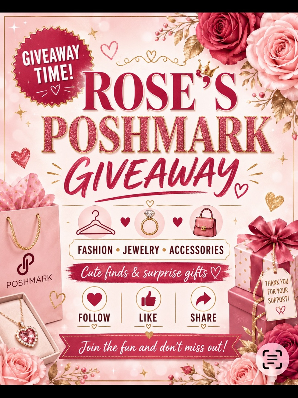 Poshmark Giveaway Graphic - Pink Rose Design